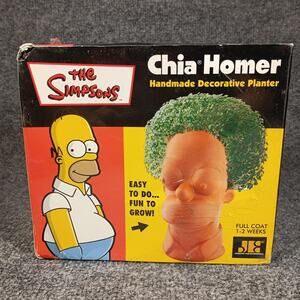 Vintage 2002 The Simpsons Chia Homer Handmade Decorative Planter New Sealed Box